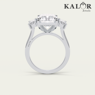 7.55 TCW Enchantment radiant cut three stones Engagement Ring with Baguette cut Side Stones