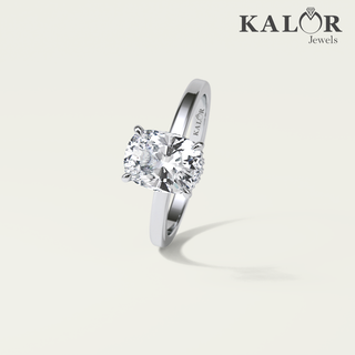 Exquisite 2.03 TCW Elongated Cushion Cut hidden halo Moissanite Diamond Engagement Ring with round cut Accent Stones