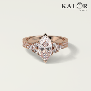 distinctive tcw hexagon criss cut moissanite diamond vintage dabble pave engagement ring with round cut side stones accents